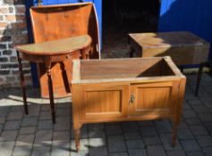 Small Pembroke table (heavily damaged) washstand base (missing top) butlers tray (missing stand)