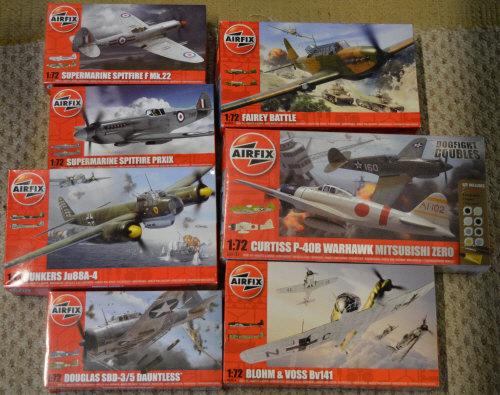 Approx 7 Airfix 1:72 model kits including Fairey Battle and Blohm & Voss Bv141