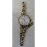 Ladies 9ct gold Vertex cocktail watch with 9ct gold strap(weight without movement 9.