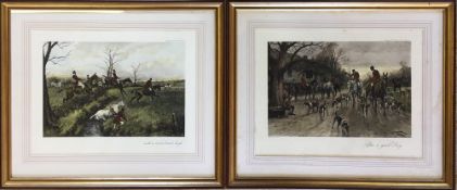 Pair of framed fox hunting prints 'After a good day' & 'with a scent breast-high' by George Wright
