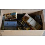 Large box of model railway scenery,