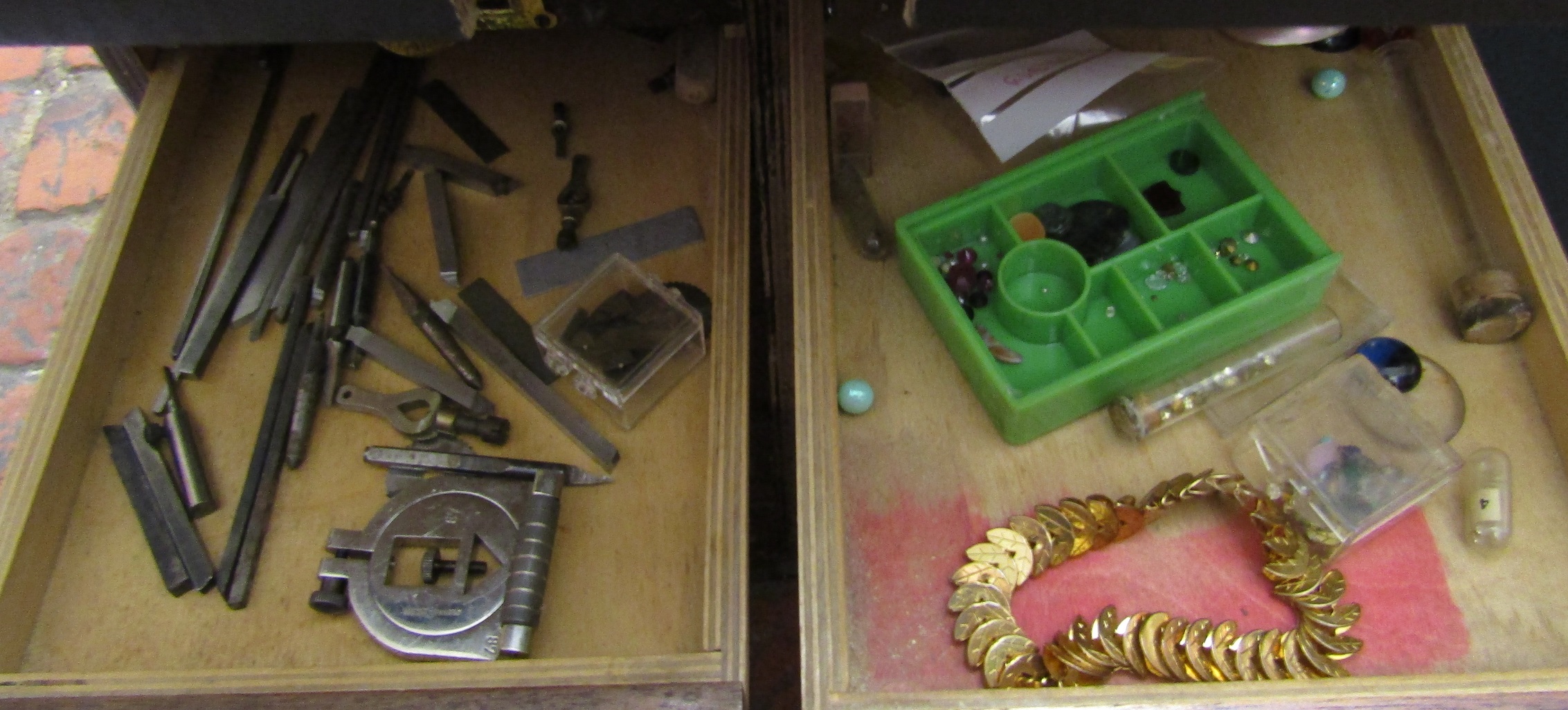 Watchmakers cabinet including mainsprings, watch movements, lathe tools, gravers, washers, - Image 8 of 11