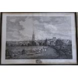 Framed engraving of the North West view of the town of Louth drawn by Thomas Espin 1793 and
