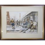 Framed watercolour of Grimsby Docks by John Hotson signed and dated 91 48.