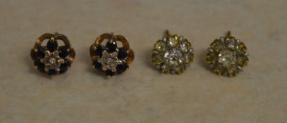 2 pairs of 9ct gold earrings, total approx weight 2.