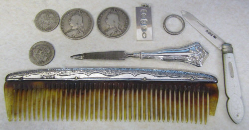 Selection of silver inc fruit knife with mother of pearl handle Sheffield 1908,