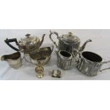 Two silver plate tea sets & 2 other pieces of silver plate