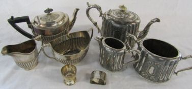 Two silver plate tea sets & 2 other pieces of silver plate