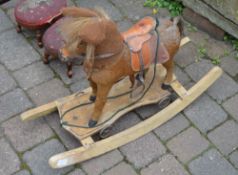 Small late 19th/early 20th century rocking/trolley horse (AF)