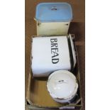 Vintage enamel bread and flour bins