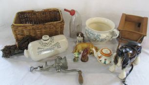 Various ceramics etc inc Doulton foot warmer,