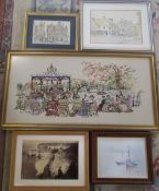 Assorted pen and ink drawings inc Falkland Palace Fife by C Fawcett,