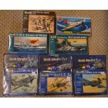 Approx 7 Revell & Airfix model kits including Royal Aircraft Factory S.E.