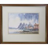 Framed pen and ink drawing by Grimsby/Cleethorpes artist Leslie R Treacher 45 cm x 37 cm (size