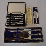Various silver handled cutlery including butter knives,