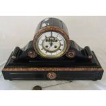 Victorian slate mantel clock with visible anchor escapement (one foot needs reattaching)