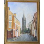 Gilt framed oil on board of Westgate and St James's Church by Paul Haigh 71 cm x 89 cm (size