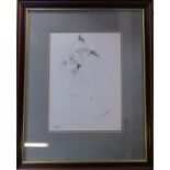 Framed pencil drawing 'Music Man' by John Hopkinson (b.