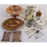 Various Arts & Crafts style copper dishes,