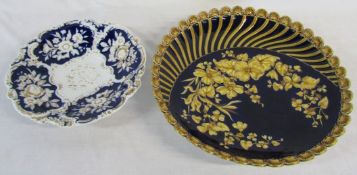 Zsolnay Pecs majolica charger D 39 cm & a Meissen style plate