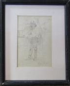 Framed pencil sketch of a country woman by Dame Laura Knight (1877-1970) 34 cm x 40.