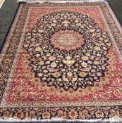 Blue ground Keshan carpet 2.80m by 2.