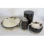 Silver plate ashtray & smokers set comprising table lighter,