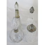 4 silver topped scent bottles/decanters inc Birmingham 1901 & London 1923