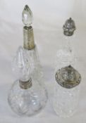 4 silver topped scent bottles/decanters inc Birmingham 1901 & London 1923