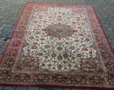 Persian style carpet in red & ivory 295cm by 198cm