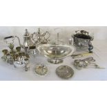 Large selection of silver plate inc tea service,