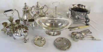 Large selection of silver plate inc tea service,