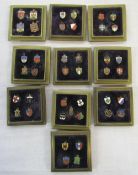 10 miniature brass frames each one containing different flags inc Monaco, Nice, San Remo, London,