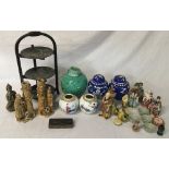 Various Oriental wares including figures, ginger jars,
