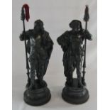 Pair of Cavalier spelter figures H 56 cm