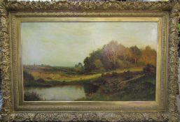 Large gilt framed oil on canvas of a rural scene by Daniel Sherrin (1868-1940) 162 cm x 111 cm