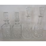 2 pairs of cut glass decanters