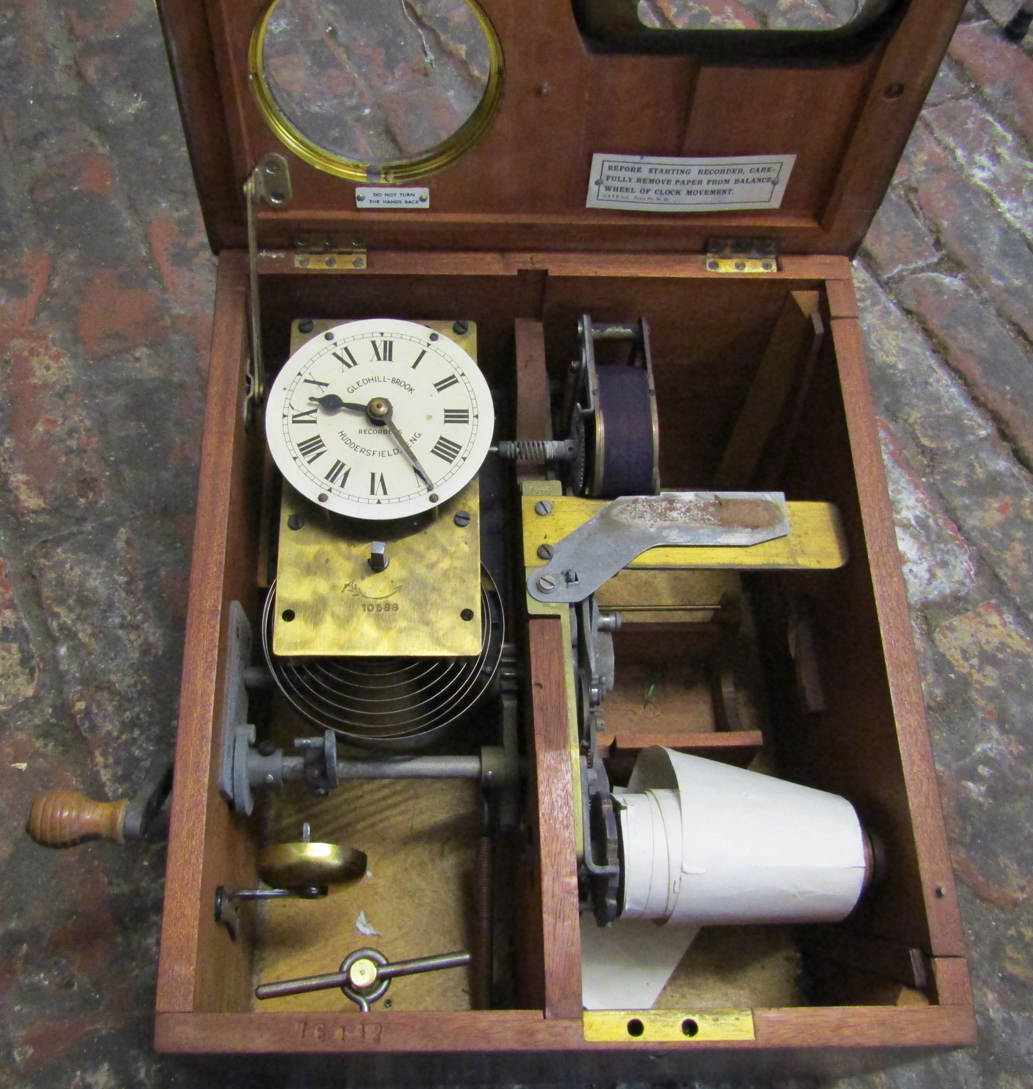 Gled-hill Brooks Huddlesfield Time Recorder clock c. - Image 2 of 2