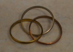Three coloured Russian style wedding ring, total approx weight 2.