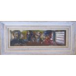Oil on board 'In a Pakistani railway carriage 1993' by Jonathan Armigel Wade signed and dated J A