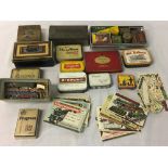 Various old tins including Meccano & Micromodels sets & part sets