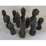 Box of carved wooden tribal / African busts hand crafted in Zimbabwe