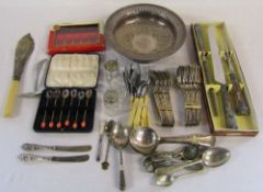 Quantity of silver plate inc cutlery and 2 silver handled butter knives