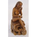 Large wooden Balinese carved figure of a woman H 36 cm
