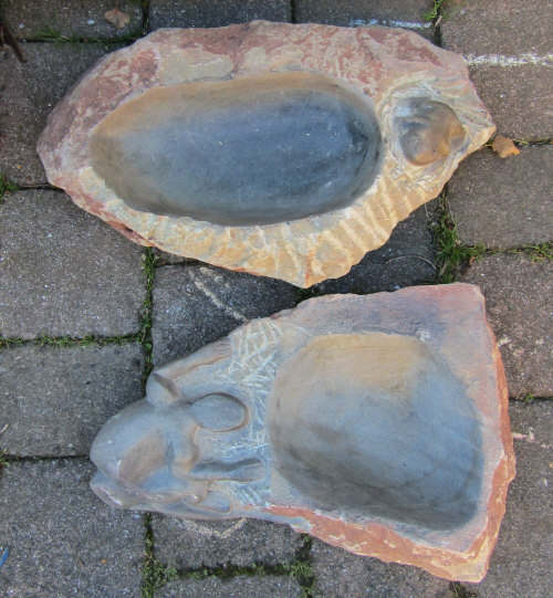 2 stone bird baths L 47 cm hand crafted in Zimbabwe