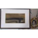 Framed charcoal drawing 'Lincolnshire' by David Paton 61 cm x 42 cm (size including frame) & a