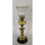 Victorian figural brass based paraffin lamp H 72 cm