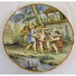 Late 18th/early 19th century hand painted Italian maiolica charger D 34 cm