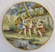 Late 18th/early 19th century hand painted Italian maiolica charger D 34 cm