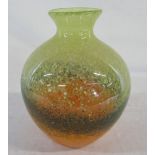 Orange and green studio glass vase H 23 cm